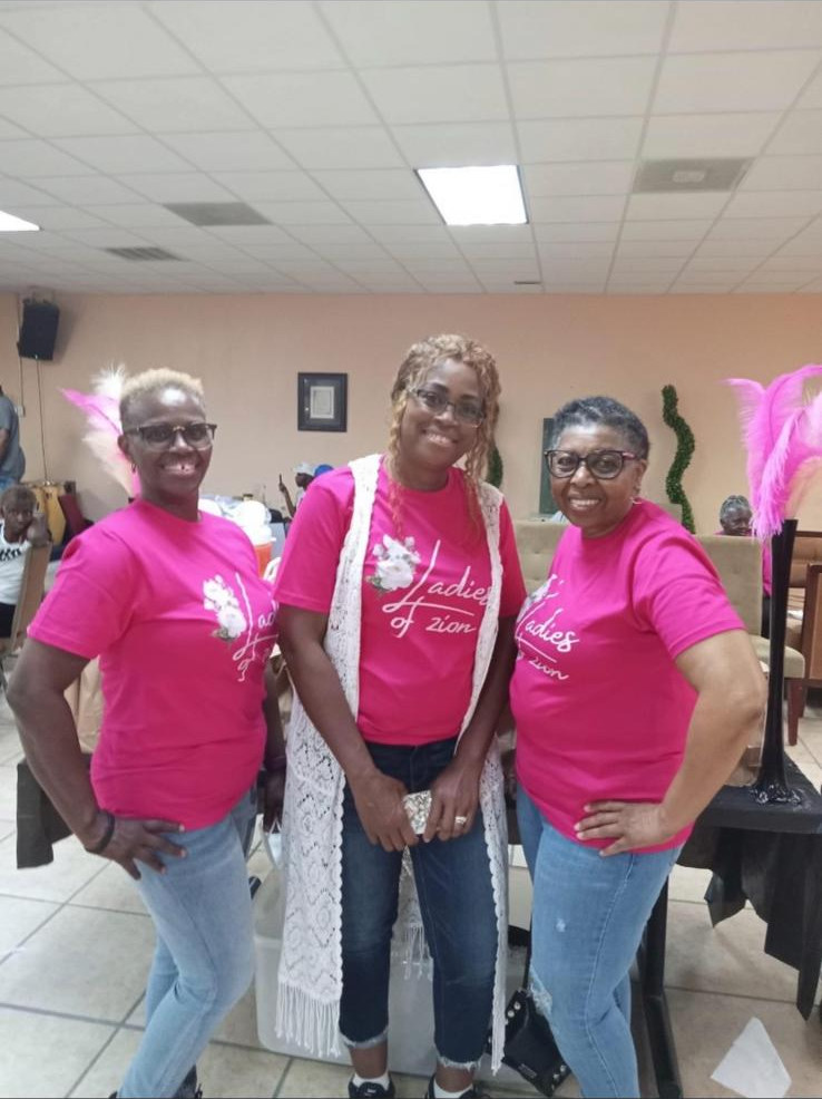 Matched in pink, and in faith